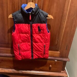 Polo Ralph Lauren Boy’s Big Pony Reversible Puffer Vest , Red/ Blue, Size S (8)